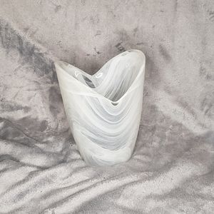 White Marbled Glass Tulip Vase